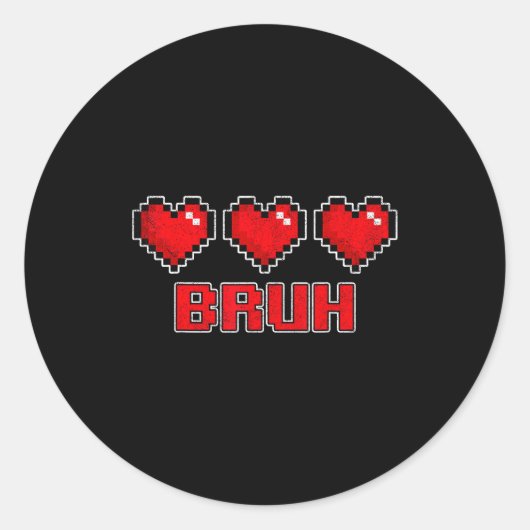 Funny Xel Hearts Gamer Bruh, Valentines Video Game ラウンドシール (正面)