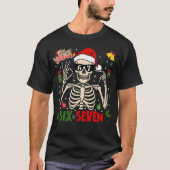 Funny Xmas 67 Skeleton Six Seven Christmas Lights Tシャツ (正面)