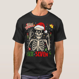 Funny Xmas 67 Skeleton Six Seven Christmas Lights Tシャツ