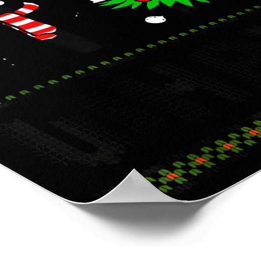 Funny Xmas Black Cat Pushing Christmas Tree Over C ポスター (角)