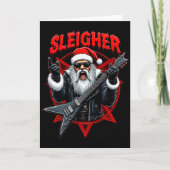 Funny Xmas Christmas Guitar Santa Sleigher Heavy M カード (正面)