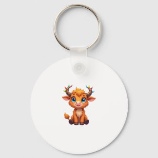 Funny Xmas Cow Lights Boys Girls Cute Highland Cow キーホルダー