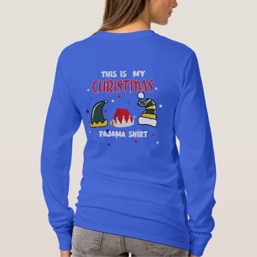 Funny Xmas Hat, Christmas Pajama Shirt, Holiday Tシャツ (裏面)