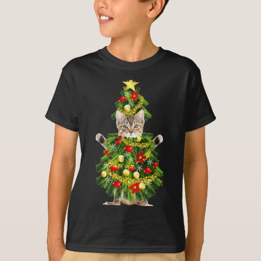 Funny Xmas Holiday Cat Christmas Tree For Cat Kitt Tシャツ (正面)