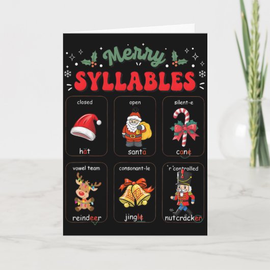Funny Xmas Holiday Christmas Syllables Reading Tea カード (正面)