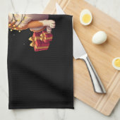 Funny Xmas Lighting Santa Hat Tamaskan Dog Christm キッチンタオル (四つ折り)