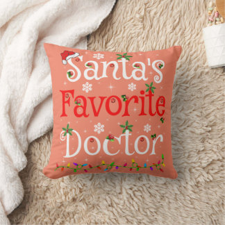 Funny Xmas Lighting Santa's Favorite Doctor Xmas クッション