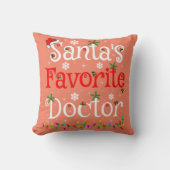 Funny Xmas Lighting Santa's Favorite Doctor Xmas クッション (正面)