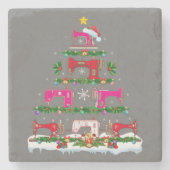Funny Xmas Lighting Sewing Machine Christmas Tree ストーンコースター (正面)