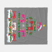 Funny Xmas Lighting Sewing Machine Christmas Tree フリースブランケット (正面(横))