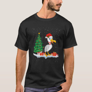 Funny Xmas Lighting Tree Santa Hat Seagull Christm Tシャツ
