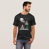 Funny Xmas Lighting Tree Santa Riding Brittany Spa Tシャツ (正面フル)
