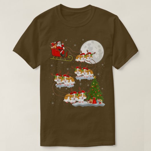 Funny Xmas Lighting Tree Santa Riding Hamster Chri Tシャツ (デザイン正面)