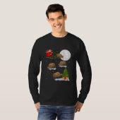 Funny Xmas Lighting Tree Santa Riding Kiwi Bird Tシャツ (正面フル)