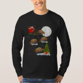 Funny Xmas Lighting Tree Santa Riding Kiwi Bird Tシャツ (正面)
