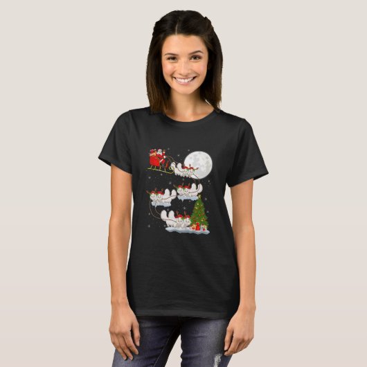 Funny Xmas Lighting Tree Santa Riding Tシャツ (正面フル)