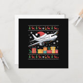 Funny Xmas Lighting Tree Santa Ugly Airplane  カード (正面/裏面インサイチュ)
