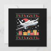 Funny Xmas Lighting Tree Santa Ugly Airplane  カード (正面)