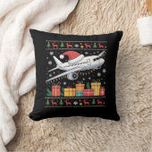 Funny Xmas Lighting Tree Santa Ugly Airplane  クッション (ブランケット)