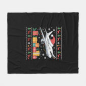 Funny Xmas Lighting Tree Santa Ugly Airplane  フリースブランケット (正面(横))