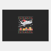 Funny Xmas Lighting Tree Santa Ugly Airplane  ラッピングペーパーシート (正面)