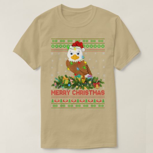 Funny Xmas Lighting Tree Santa Ugly Eagle Christma Tシャツ (デザイン正面)