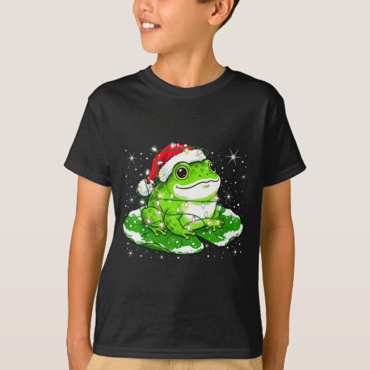 Funny Xmas Lights Frog Cute Toad Frogs Women Men K Tシャツ (正面)