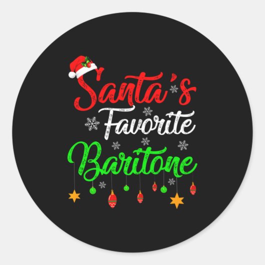 Funny Xmas Santas Favorite Baritone Christmas  ラウンドシール (正面)