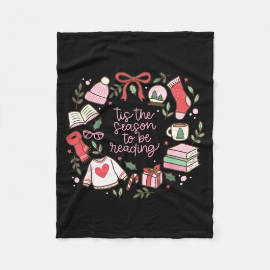 Funny Xmas Tis The Season To Be Reading Books Paja フリースブランケット (正面)