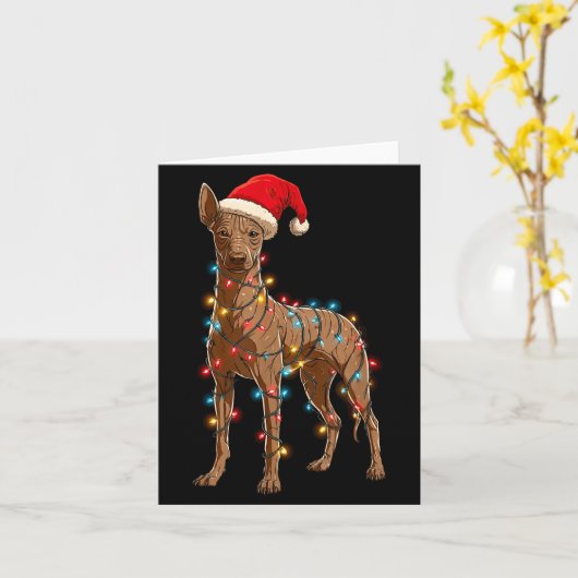 Funny Xoloitzcuintli Christmas Graphic Dog Lights  カード (黄色い花)