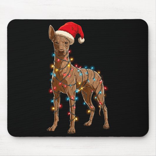 Funny Xoloitzcuintli Christmas Graphic Dog Lights  マウスパッド (正面)
