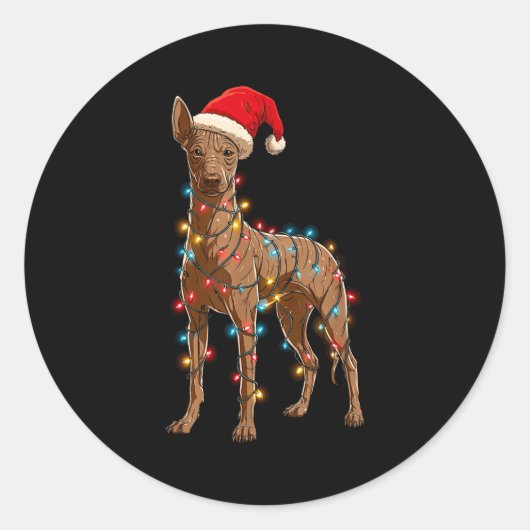 Funny Xoloitzcuintli Christmas Graphic Dog Lights  ラウンドシール (正面)