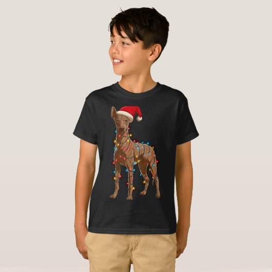 Funny Xoloitzcuintli Christmas Graphic Dog Lights  Tシャツ (正面フル)