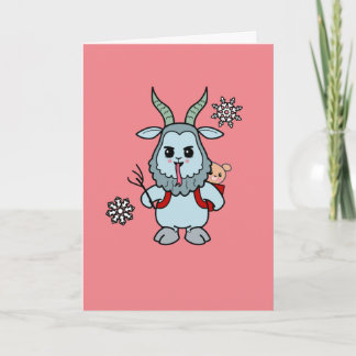 Funny Yami Kawaii Merry Krampus Holiday Card カード