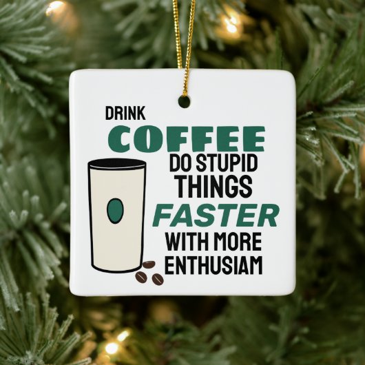 Funny Year Coffee Christmas Ornament セラミックオーナメント (ツリー)