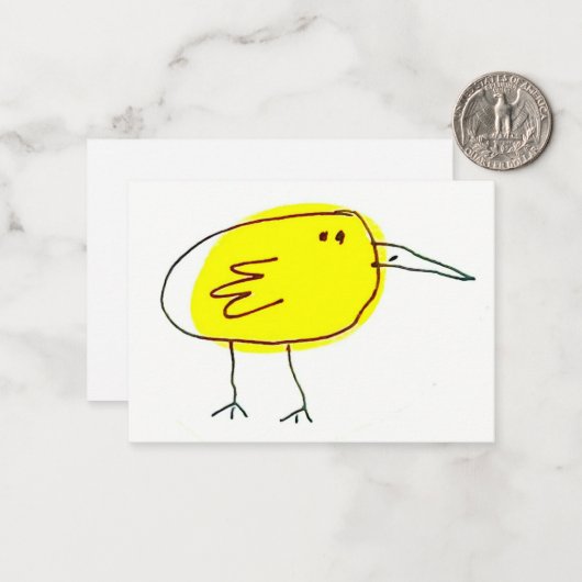 Funny Yellow Bird Doodle  ノートカード (正面/裏面インサイチュ)