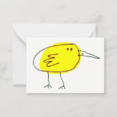Funny Yellow Bird Doodle  ノートカード (正面)