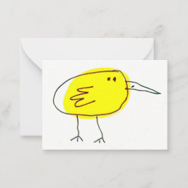 Funny Yellow Bird Doodle  ノートカード