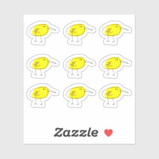 Funny Yellow Bird Doodle Custom-Cut Vinyl Stickers シール