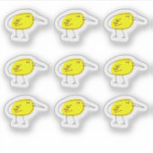 Funny Yellow Bird Doodle Custom-Cut Vinyl Stickers シール (正面)