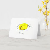 Funny Yellow Bird Doodle Greeting Card カード (黄色い花)