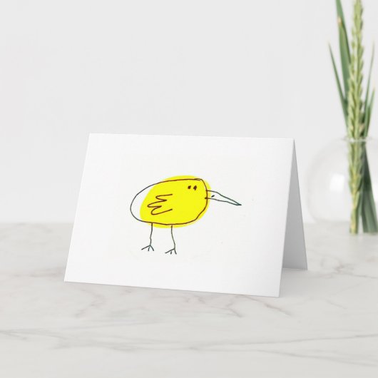 Funny Yellow Bird Doodle Greeting Card カード (正面)