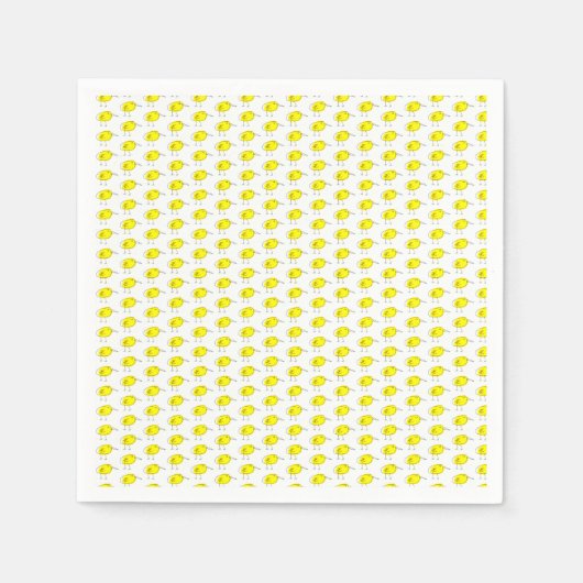 Funny Yellow Birds Doodle スタンダードカクテルナプキン (正面)