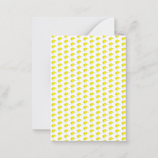 Funny Yellow Birds Doodle ノートカード (正面)