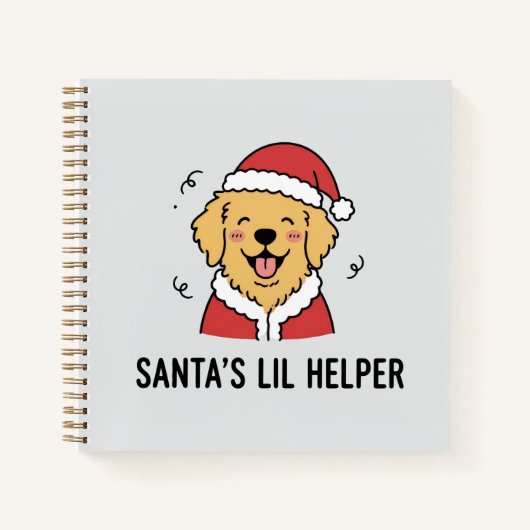 Funny Yellow Dog Santa Costume Sketchbook Pad ノートブック (正面)