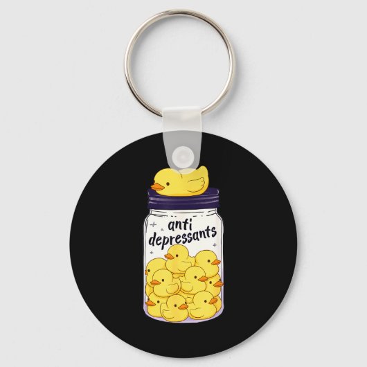 Funny Yellow Duck Anti Depressant Jar Zoo Boys Gir キーホルダー (正面)