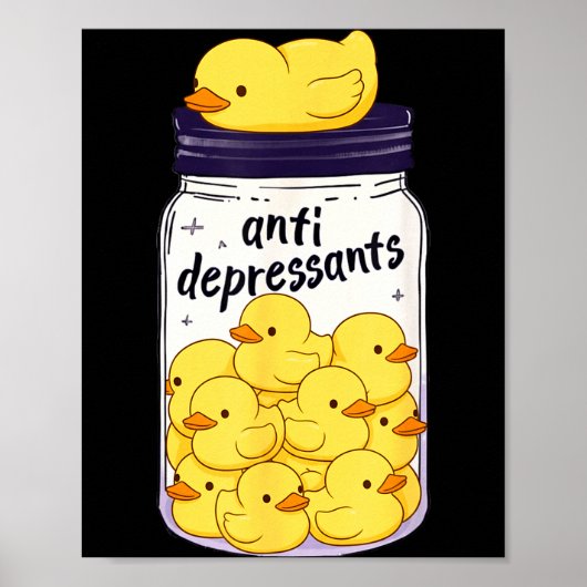 Funny Yellow Duck Anti Depressant Jar Zoo Boys Gir ポスター (正面)