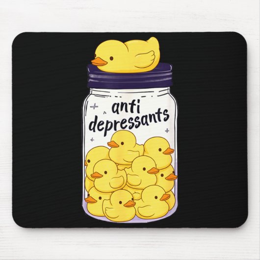 Funny Yellow Duck Anti Depressant Jar Zoo Boys Gir マウスパッド (正面)