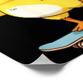 Funny Yellow Duck Skater Skateboard Ballerina Zoo  ポスター (角)
