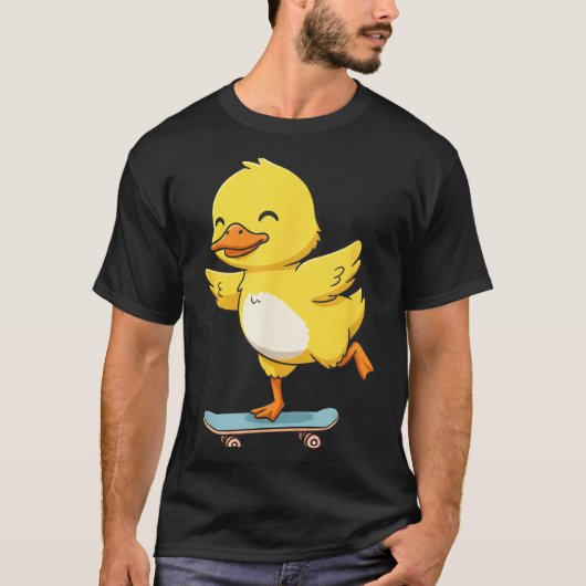 Funny Yellow Duck Skater Skateboard Ballerina Zoo Tシャツ (正面)